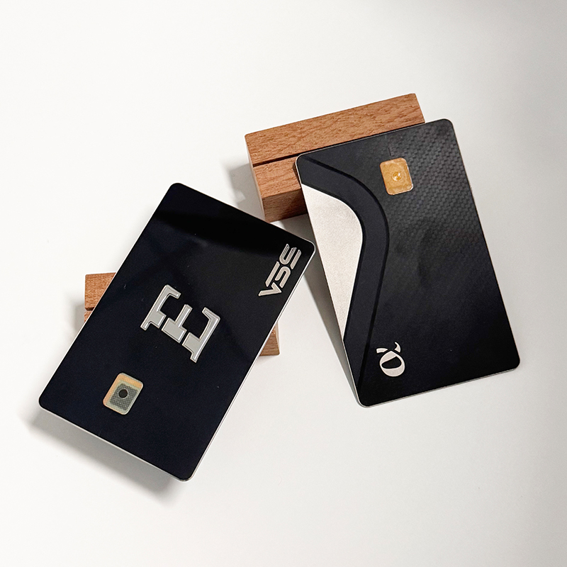 Both Side Preprinted Stainless Steel Card Black Dual Interface Metal Card Emv Chip Slot With Hico Magnetic Stripe and Signature Panel