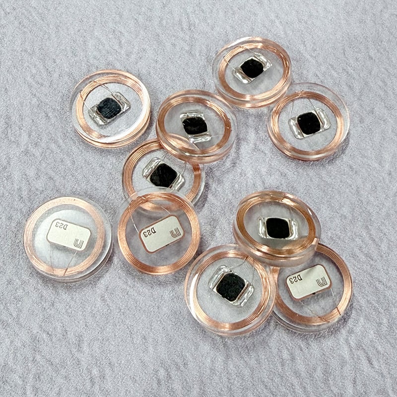 Transparent PVC Copper Coil Mifare Desfire EV3 2K RFID Token Tags Round