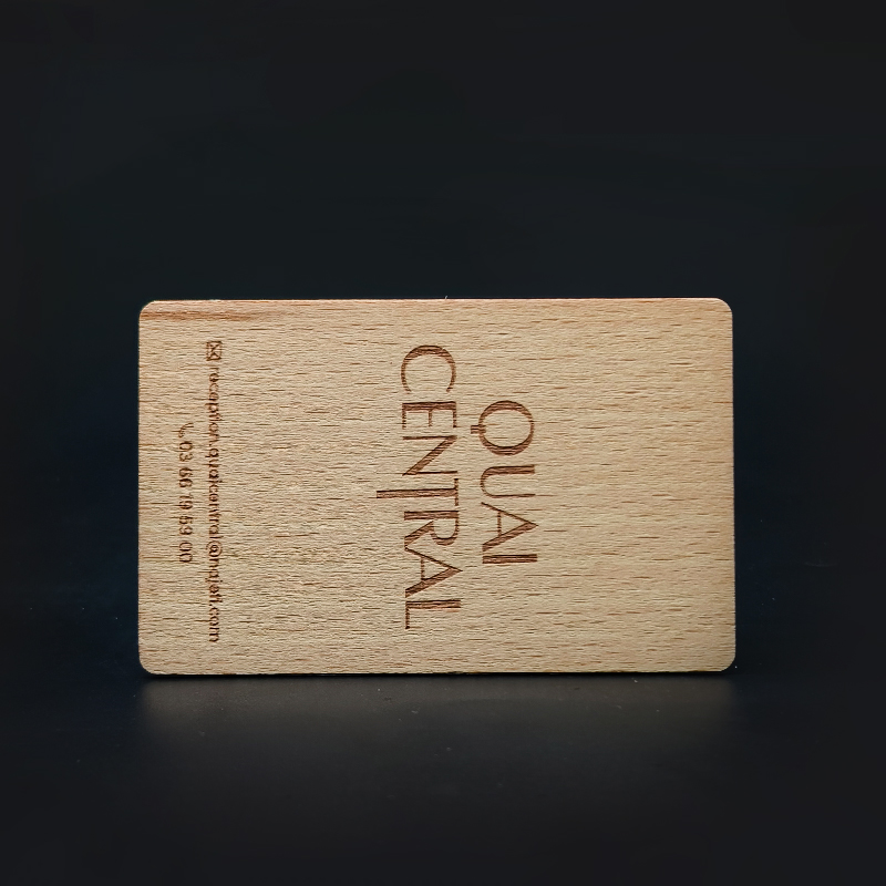 Proveedor de tarjetas RFID de madera ntag213 144bytes, tarjeta NFC con número láser, logotipo personalizado
