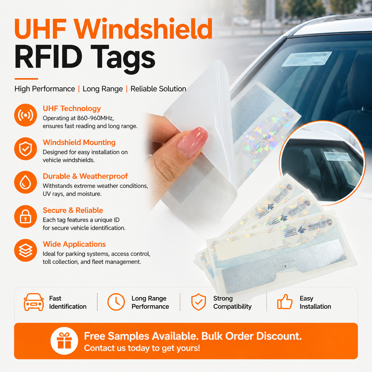 علامات RFID للزجاج الأمامي من نوع UHF: الحل الأساسي لإدارة المركبات الذكية