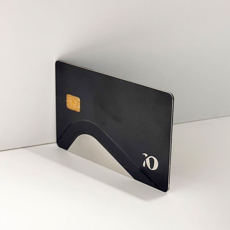 Both Side Preprinted Stainless Steel Card Black Dual Interface Metal Card Emv Chip Slot With Hico Magnetic Stripe and Signature Panel