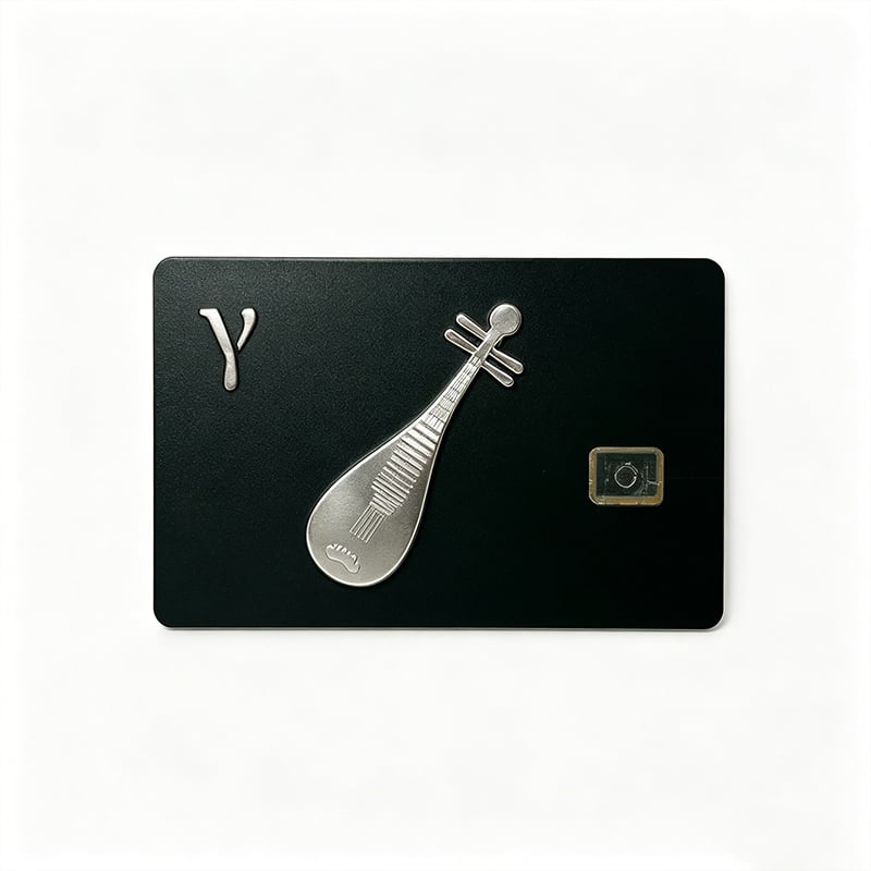 High Quality Dual Interface Etching Metal Card 4442 Chip Card Slot Magnetic Strip Custom