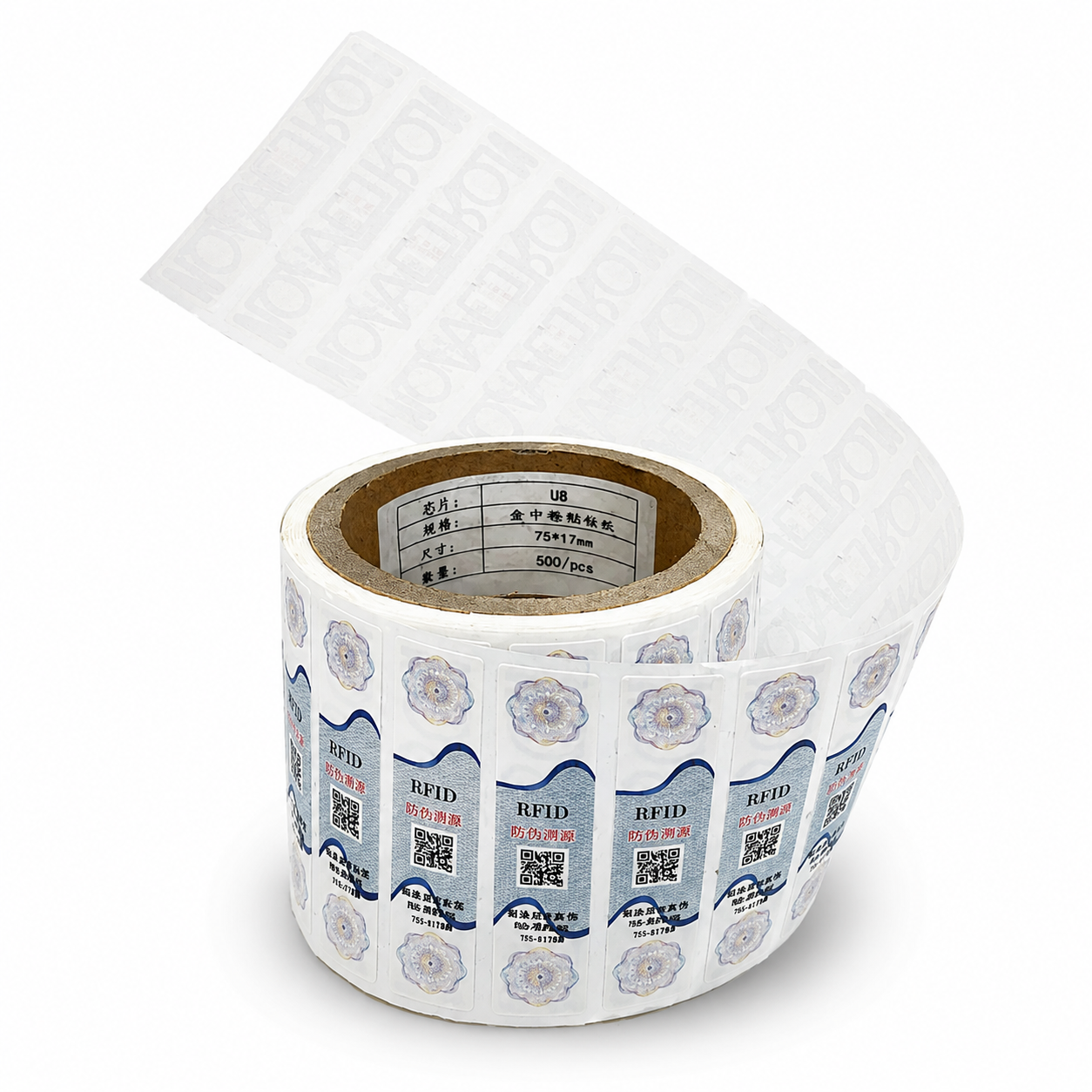 Hamisításbiztos PET RFID címke, NXP UCODE 8 UHF törékeny RFID címke, EPC-kódolás, hamisítás elleni védelem