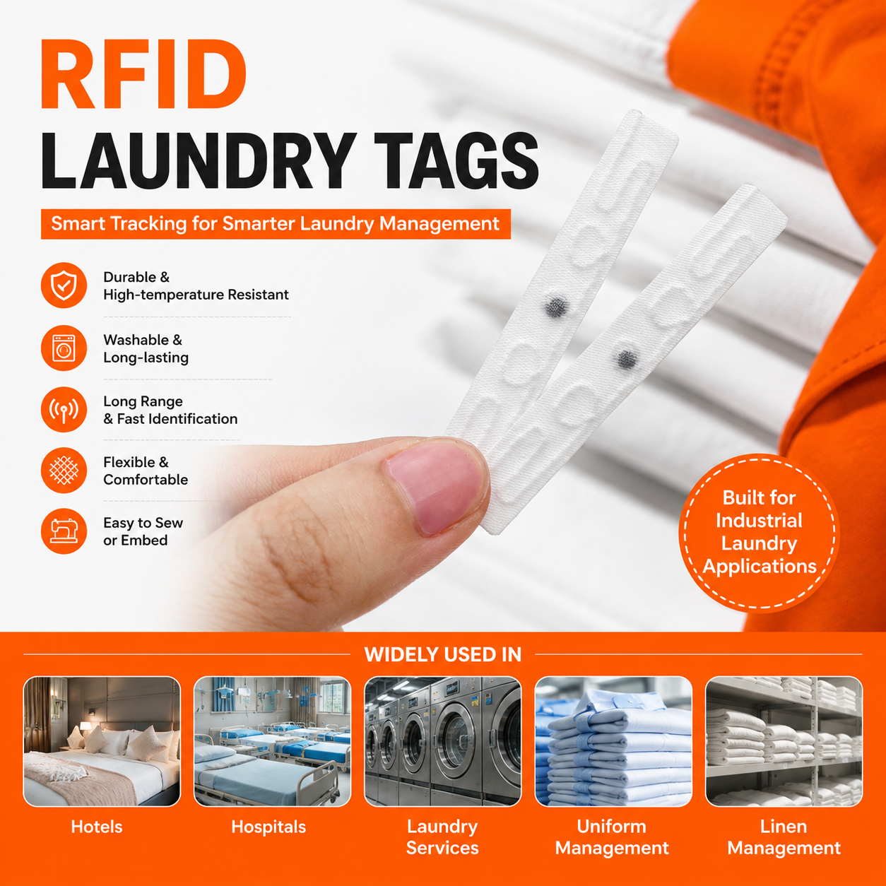 شركة مصنعة لعلامات الغسيل المزودة بتقنية RFID | علامات غسيل مزودة بتقنية RFID مصنوعة من السيليكون والمنسوجات لإدارة ملاءات الفنادق