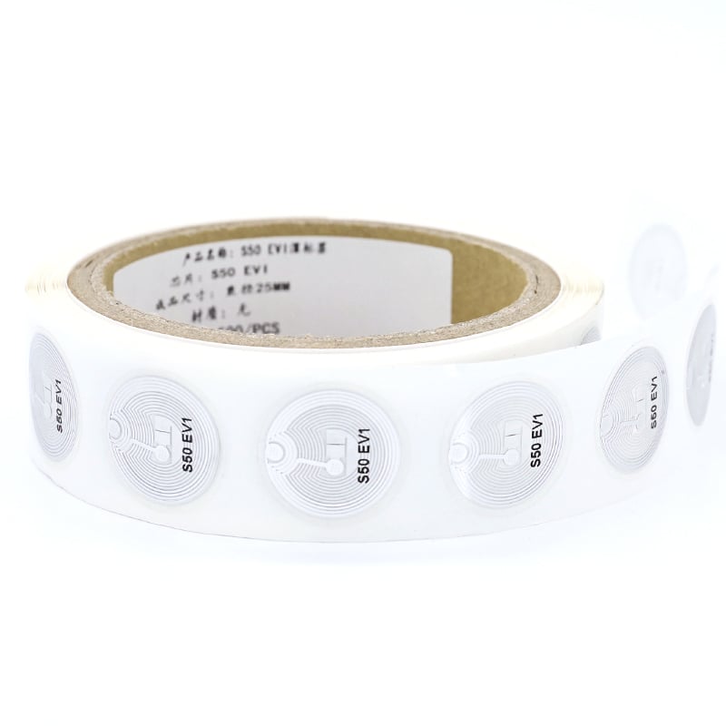 Mifare classic 1 k S50 HF adesivo di carta rfid bianco 25mm