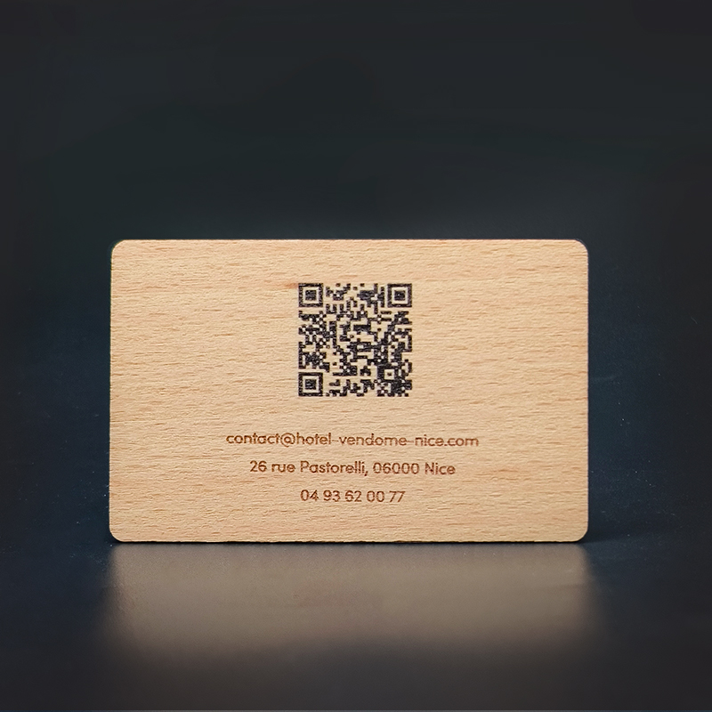 Proveedor de tarjetas RFID de madera ntag213 144bytes, tarjeta NFC con número láser, logotipo personalizado