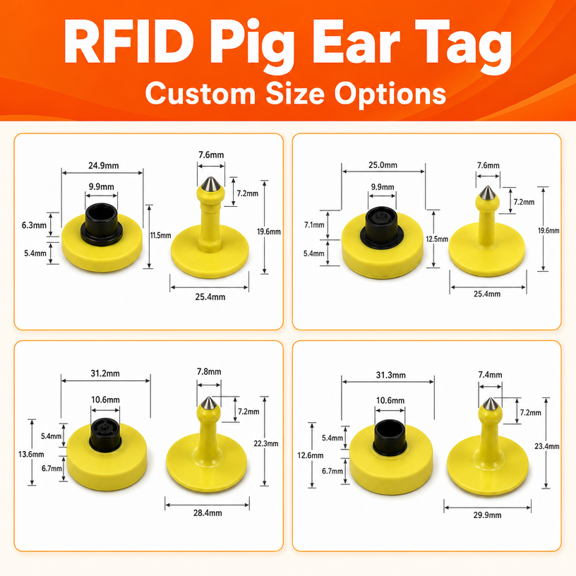 Dubbele-frequentie RFID-oorlabels LF+UHF EM4305 UCODE9 FDX-B-protocol RFID-labels voor identificatie van rundvee