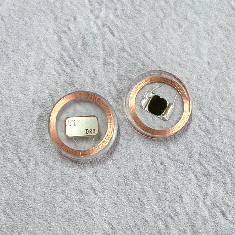 Mini Transparent PVC Copper Coil Round HF ISO14443A Mifare Desfire EV3 2K RFID Coin Tags
