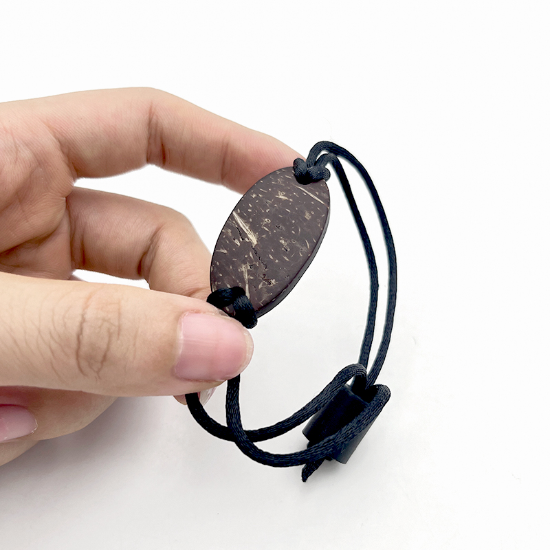 سوار معصم قابل لإعادة الاستخدام مخصص RFID خشبي صغير، بطاقة LF HF نسجت سوار معصم RFID، سوار معصم من قشر جوز الهند