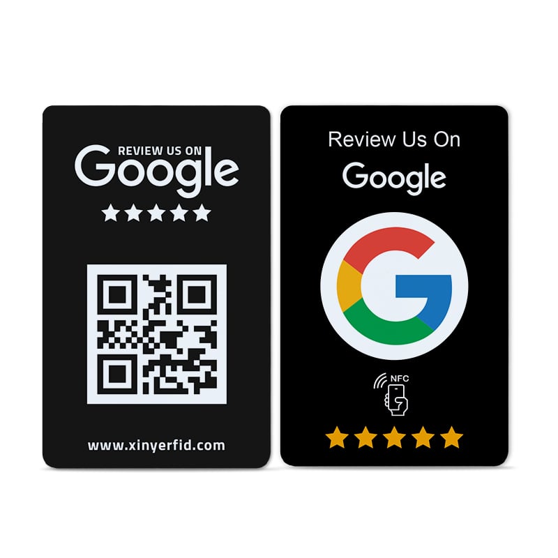 Cárta Cliste Rfid Dubh Gnó Inphriontáilte Pvc Cárta Nfc Ntag213 Ntag215 Ntag216 Whatsapp Athbhreithniú Google Cártaí Nfc