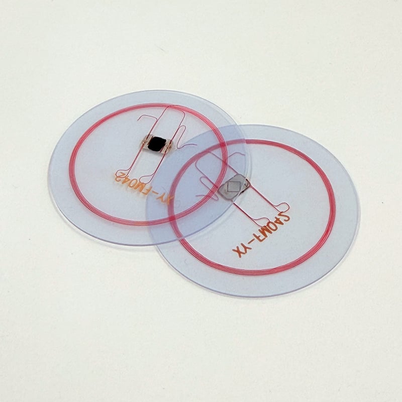 Etiqueta RFID transparente en forma de moneda, token RFID transparente, etiqueta RFID transparente en forma de disco, etiqueta RFID de PVC personalizada