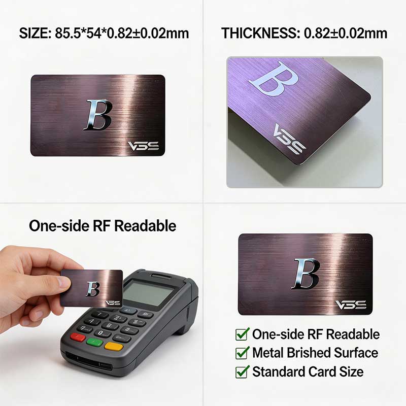 Heavy-Duty Texture Mifare Desfire Contactless RFID/NFC Metal Cards Custom for Banking, Access Control & Loyalty