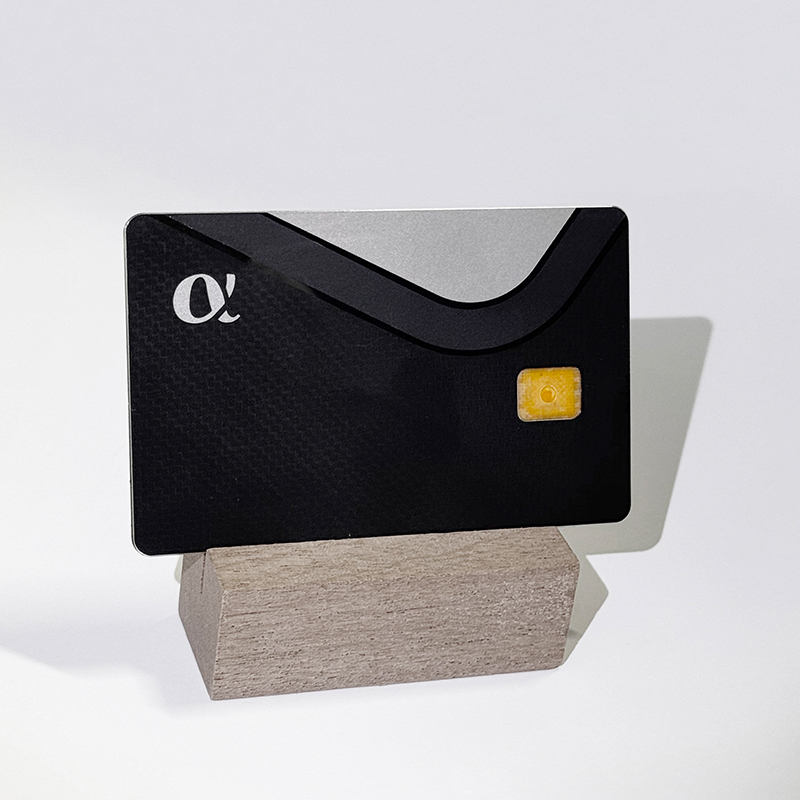 Both Side Preprinted Stainless Steel Card Black Dual Interface Metal Card Emv Chip Slot With Hico Magnetic Stripe and Signature Panel
