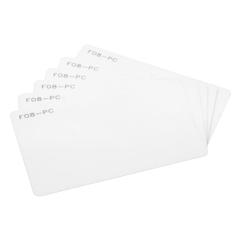بطاقات RFID فارغة من مادة البولي كربونات النقية من شركة فودان نموذج F08 بتردد 13.56 ميغاهيرتز من النوع CR80، قابلة للطباعة بالحبر النفاث