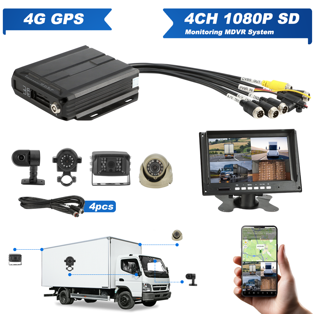 4G GPS Truck Vehicle Security MDVR Car Mobile DVR 4 Channel Input H.264 OEM