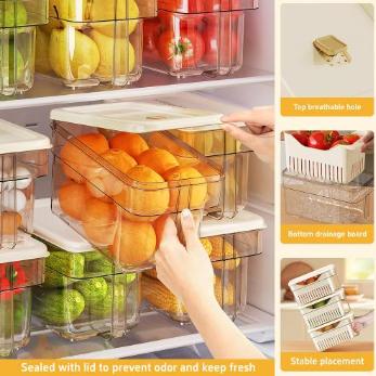 Fridge Organization Hacks: Eco-Friendly Reusable Food & Storage Container with Lid Kitchen Organizer
