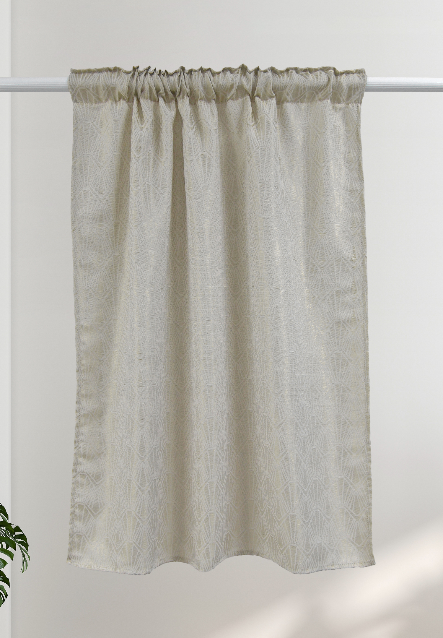 Tenda in tessuto jacquard con motivo a foglia, tende semi-trasparenti con tasca per asta per soggiorno e camera da letto