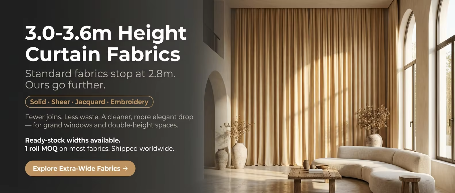 3.0-3.6m Height Curtain Fabric