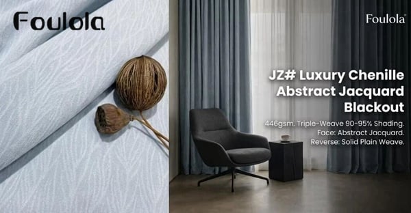 Luxury Chenille All-Over Leaf Jacquard Blackout Curtain – 446gsm, Triple-Weave 90-95% Shading, A-Class Eco, Acoustic & Thermal, 280CM & 320CM Width, 7 Colours | JZ#
