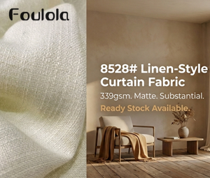 Linen-Style Curtain Fabric – 339gsm, Matte Texture, 280CM Width, Popular Choice | 8528#