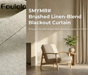 Brushed Linen-Blend Blackout Curtain – 314gsm, Double-Sided, 90% Shading, A-Class Eco, Matte, 280CM Width | SMYMR#