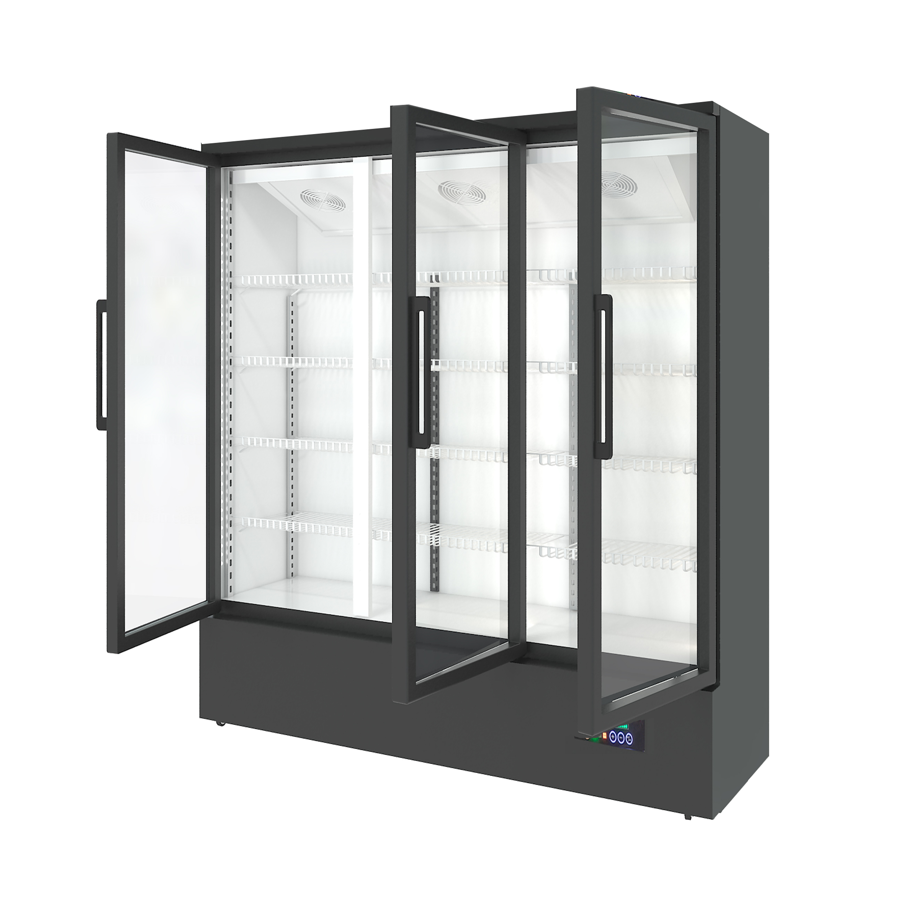 3 Glass Doors Display upright freezer -20 degree LG-1500 with bottom compressor
