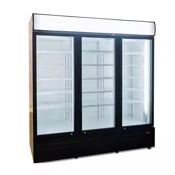 3 Glass Doors Beer Fridge LC/LF-1000/900 with bottom compressor and top canopy 