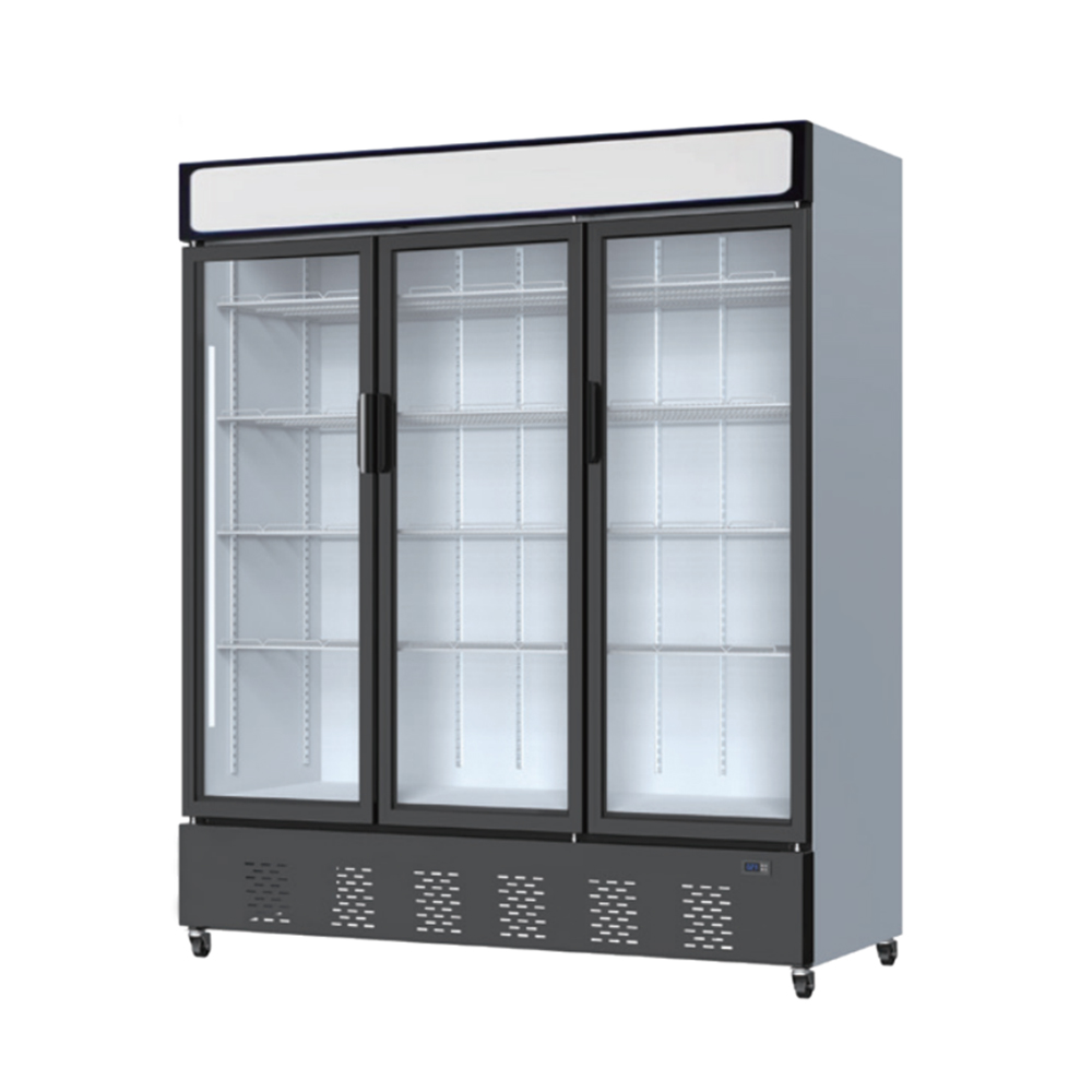 2100L ETL Upright showcase commercial Glass Doors refrigerator SC-1868FDX with top Canopy and bottom compressor