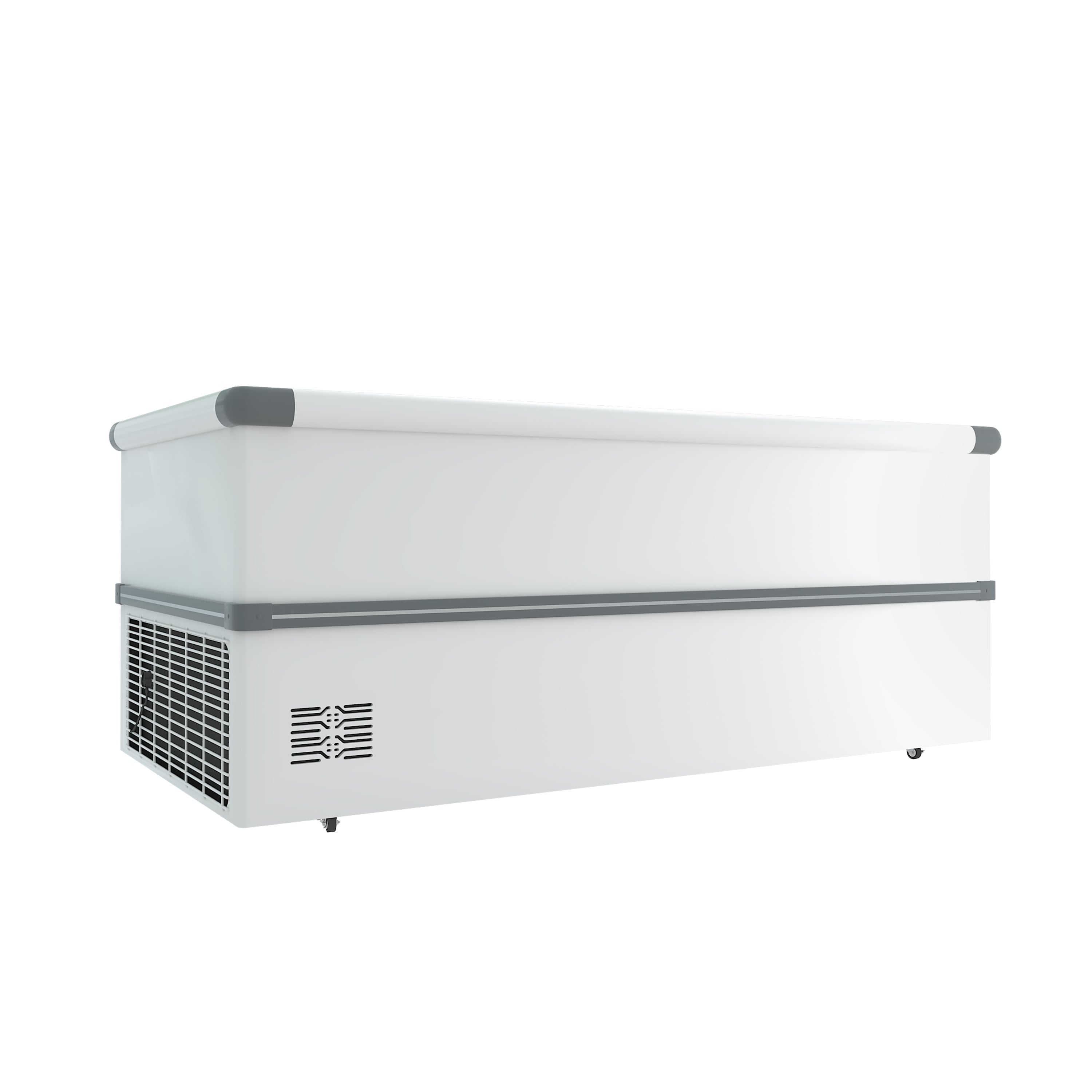 Flat sliding glass top deep island freezer for commercial use 