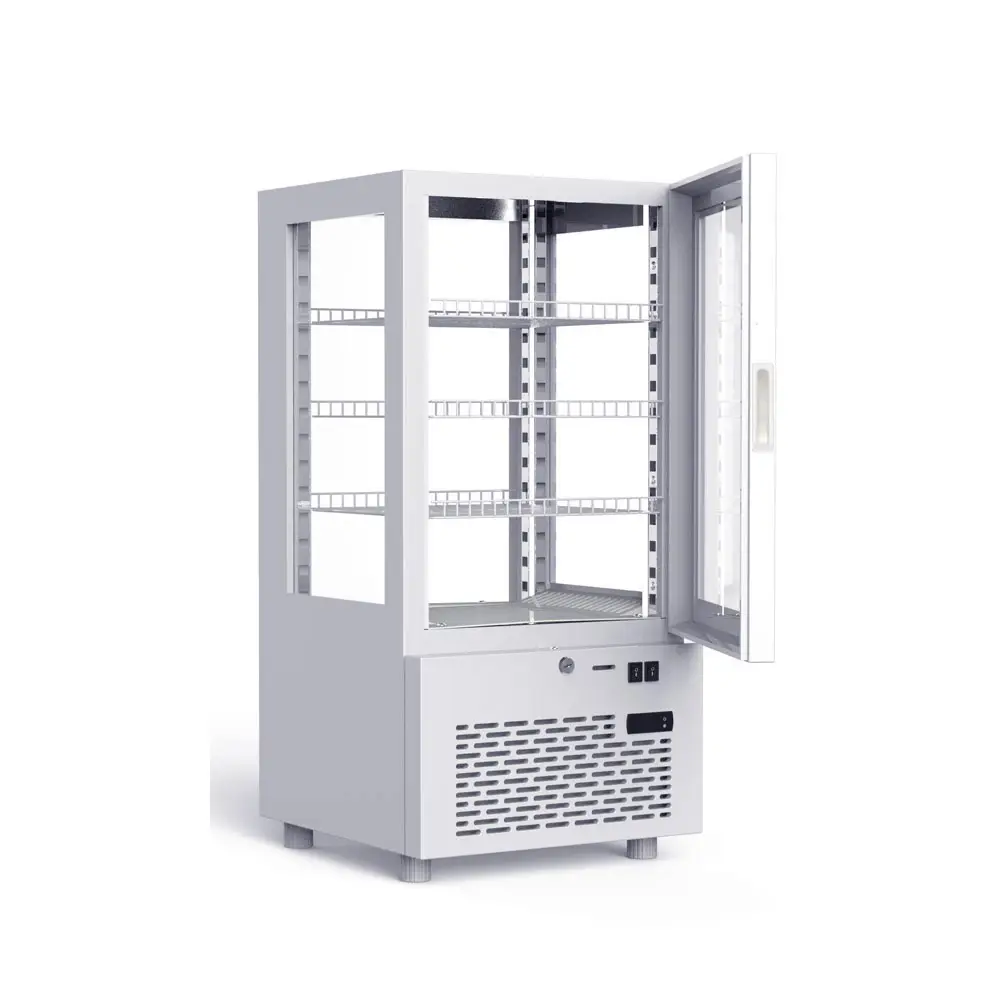 FOUR SIDED GLASS REFRIGERATED CABINET