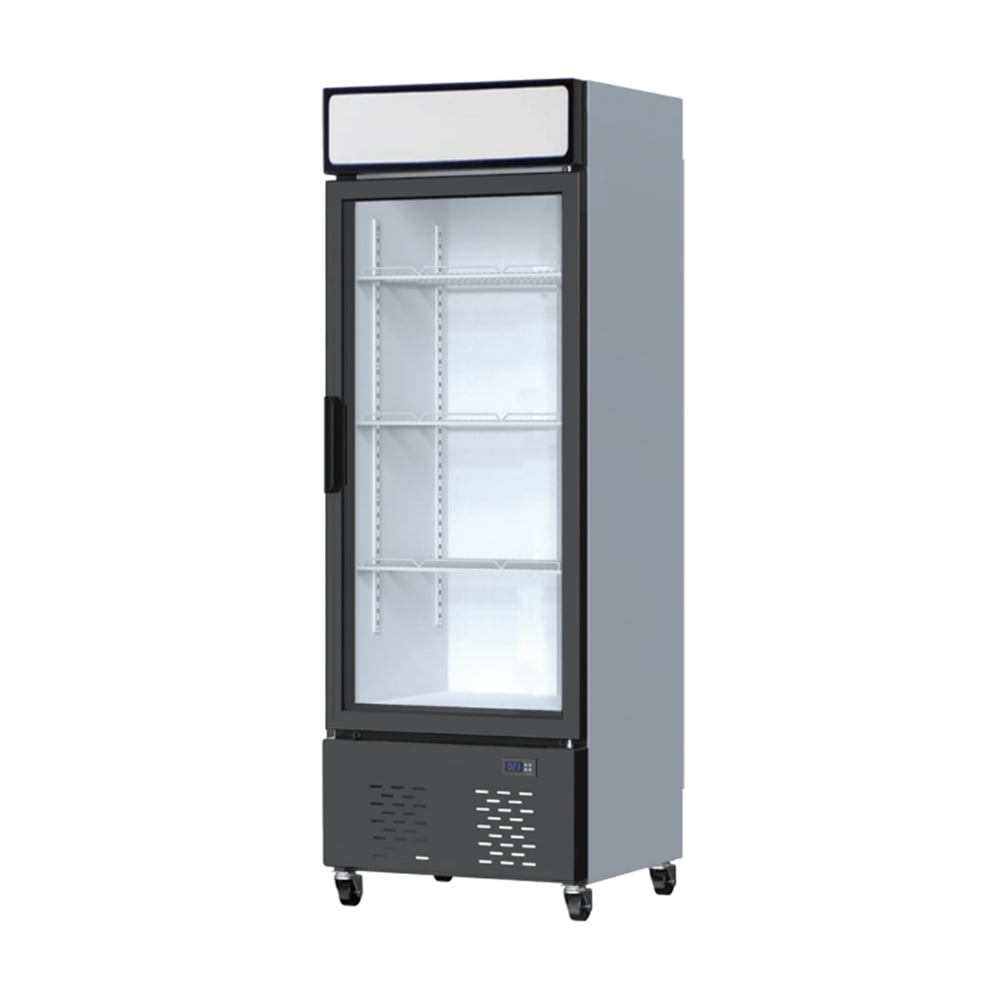 530L ETL Single Glass Door Upright showcase SC-578FDX with top canopy and bottom compressor