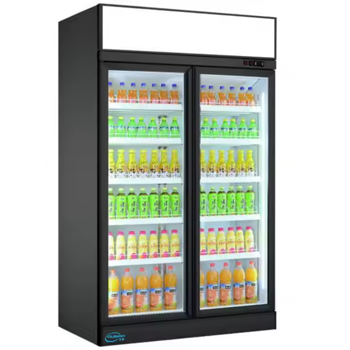 2 Glass doors vertical top compressor Beverage Refrigerator LC-850