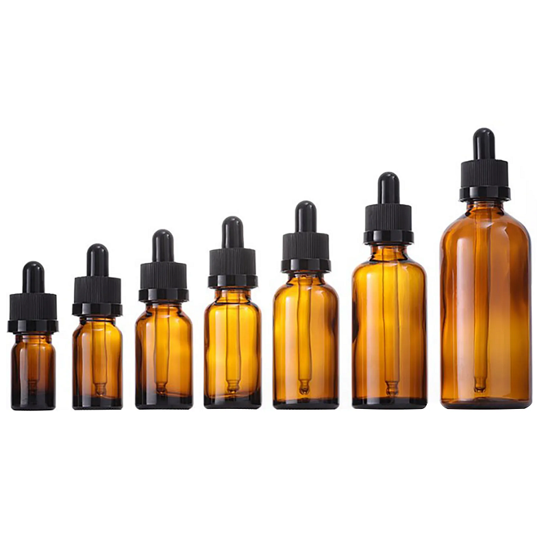 Glasdruppelfles met kindveilige dop Amber Glasdruppelfles met kindveilige druppelaar