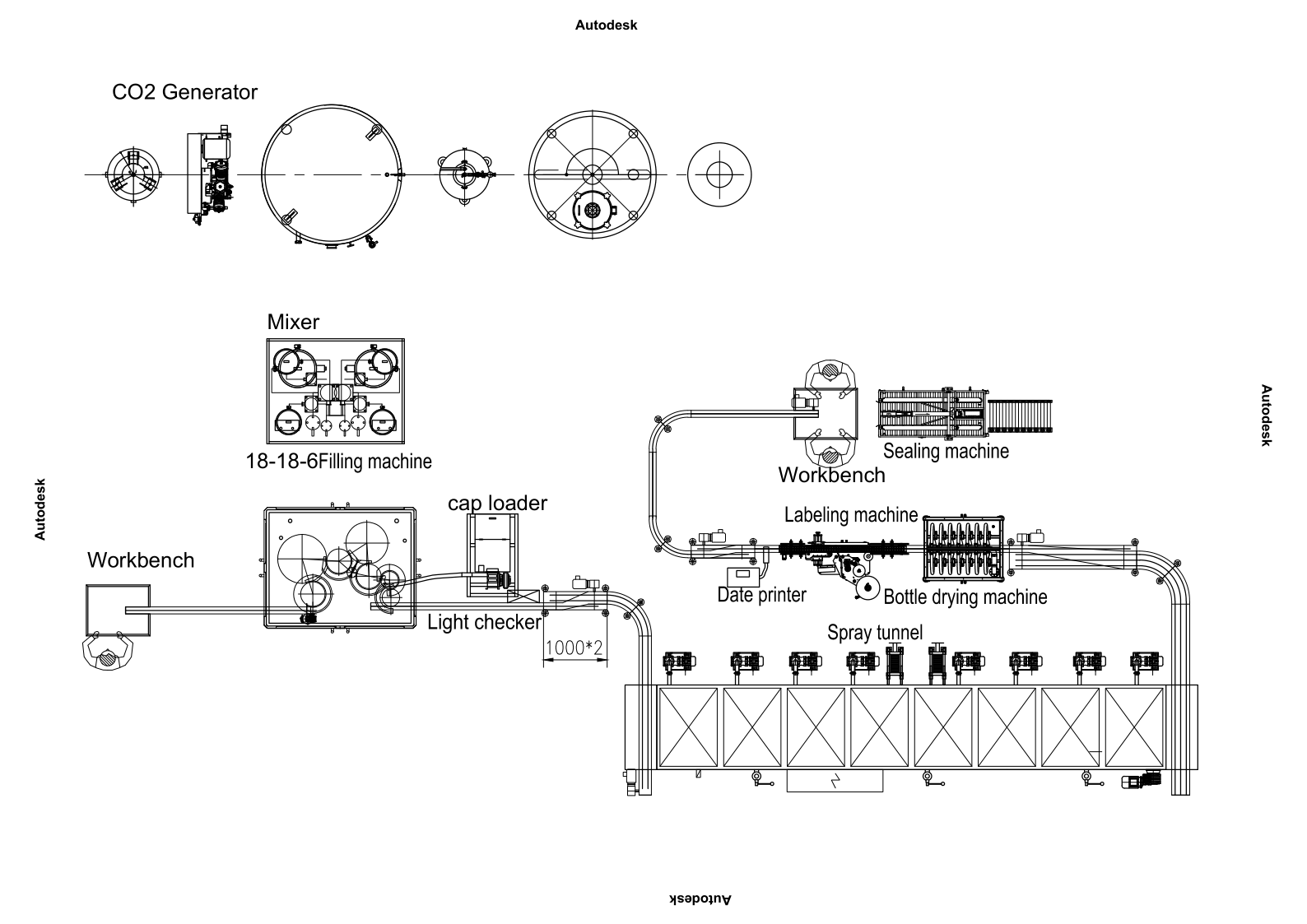 2000bph carbonated beverage filling production line for glass bottle in Benin