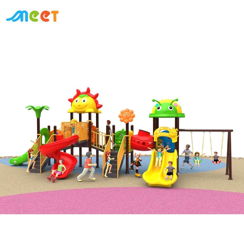 Amusement Park Children Popular Adventure Playground Equipment Play Area Park Plastic Slides Equipment Playground Kid Outdoor Including Steel Plastic Slides Swing Set MT-BRD044