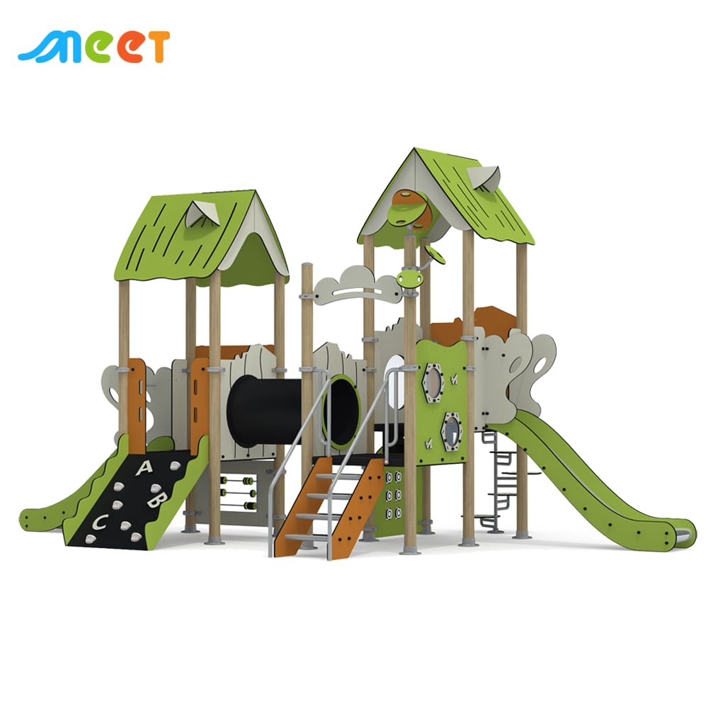 Commercial Amusement Park Gym Facilities Outdoor HPL Board Plastic Playground Slide Toys Equipment for Children Play Set MT-HPL2509