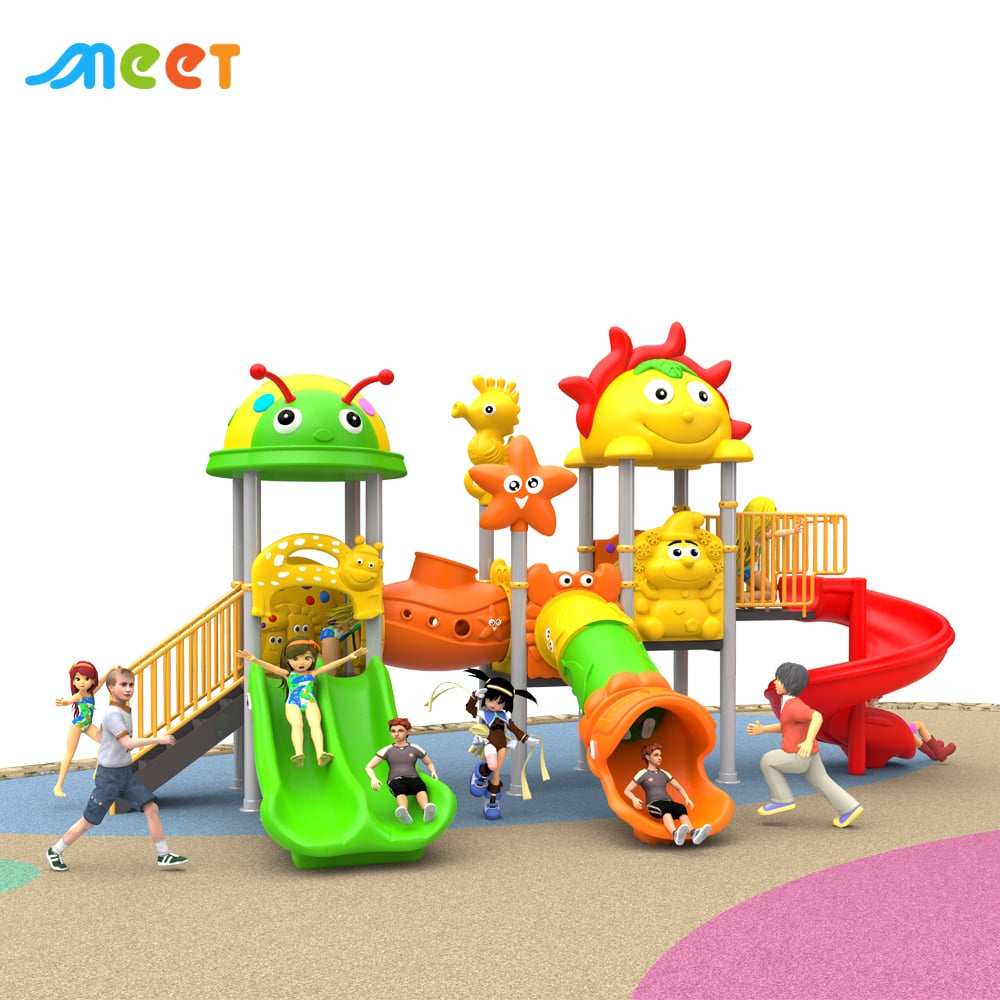 Outdoor Children Play Structure with Slide Tunnel Bridge Multi Climbing Equipment for Kindergarten School Garden Playground  MT-BRD017