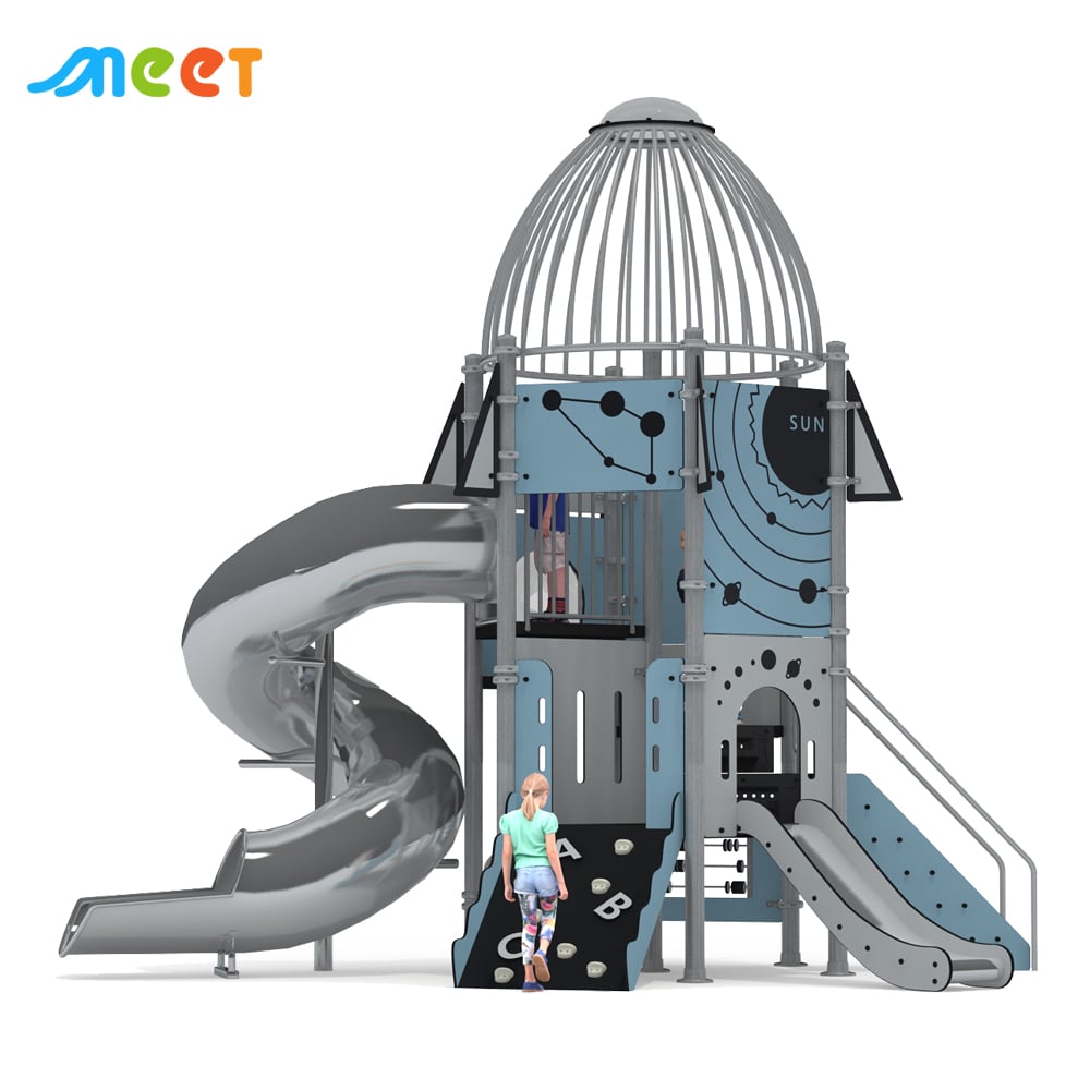 Custom HPL Plastic Playsets Colorful Stainless Steel Slide Outdoor Amusement Equipment for Children's Education School Park MT-HPL2502