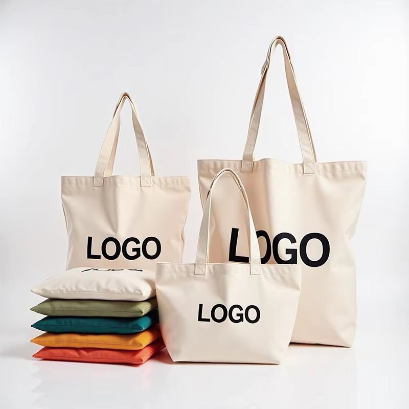 Wholesale Custom Reusable Zipper Shopping Bag Canvas Tote with Heat Transfer Printed Logo and Rope Handle Letter Patterned Gift manufacture
