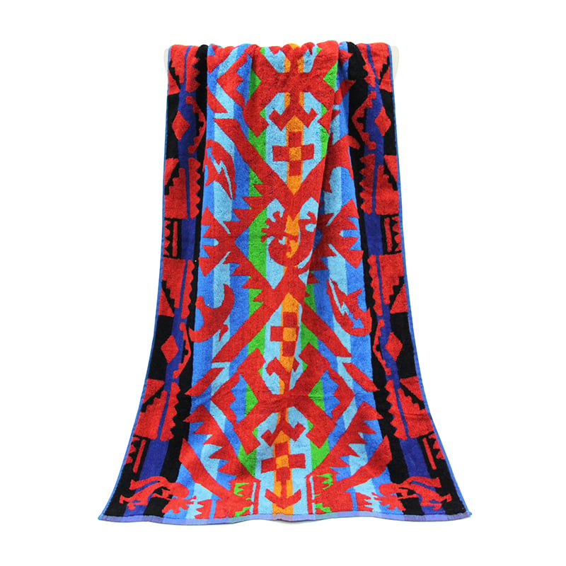 Cotton jacquard woven terry beach towel