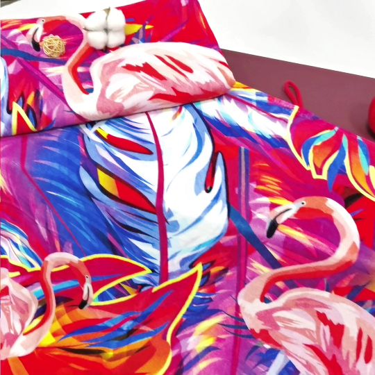 Colorful flamingo bath towel