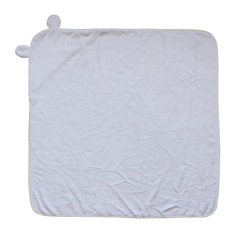 Plain white bamboo hooded towel for baby