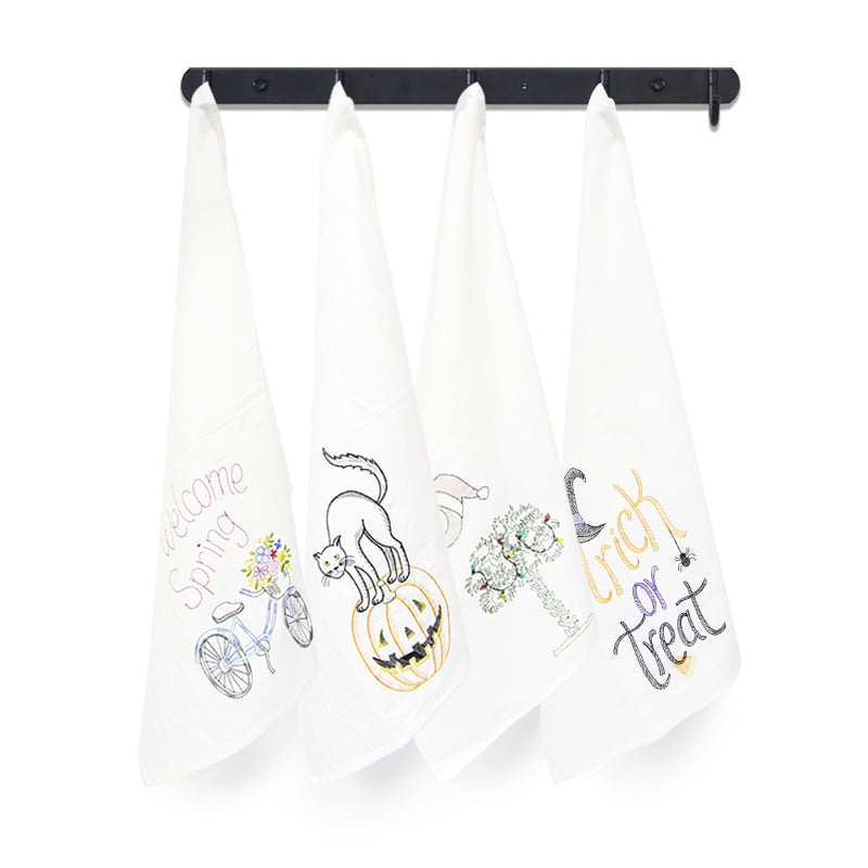Cotton embroidery kitchen tea towel