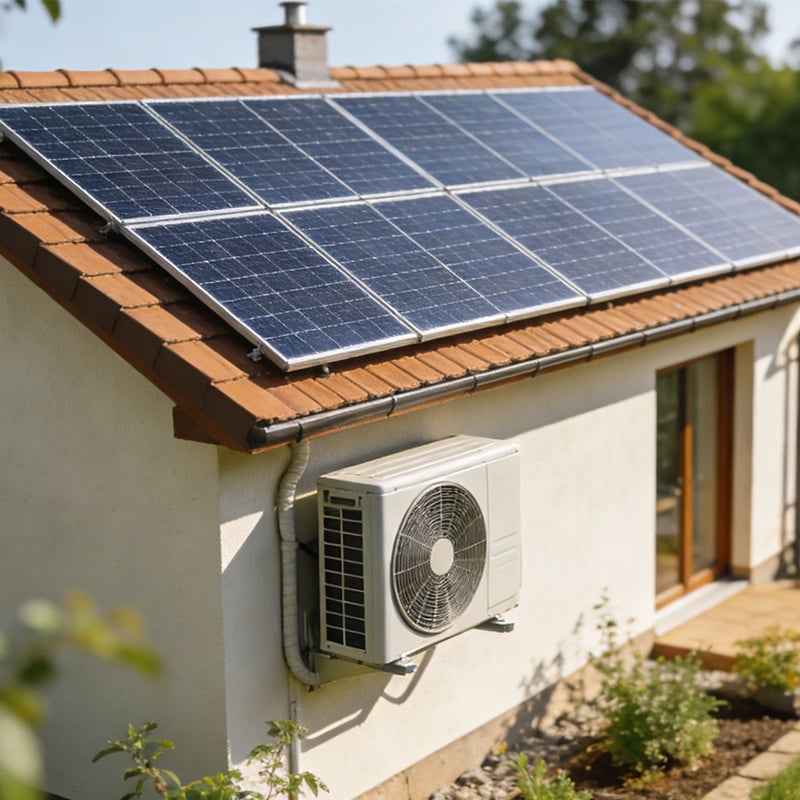 Household 6P Air Source Heat Pump System with PVT Solar Panels