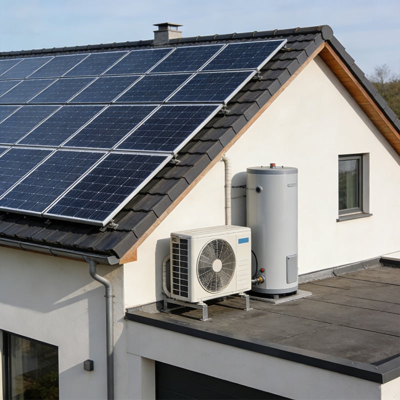 Home Solar Powered Heat Pump System 5.4kW PVT Panels with 6P Heat Pump