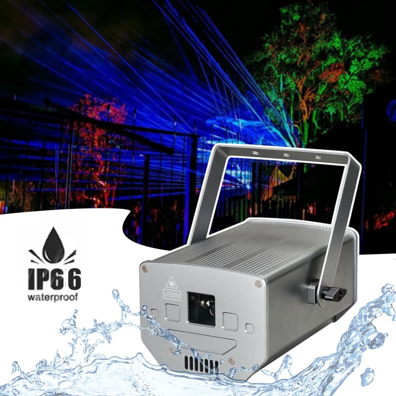 AOPU 2W 3W DJ-Laser-Wasserdichter Projektor Schwenkkopf mit doppeltem DMX-Modus, Mustermodus, Laser-Bühnenlicht, Laserbeleuchtung für Diskotheken