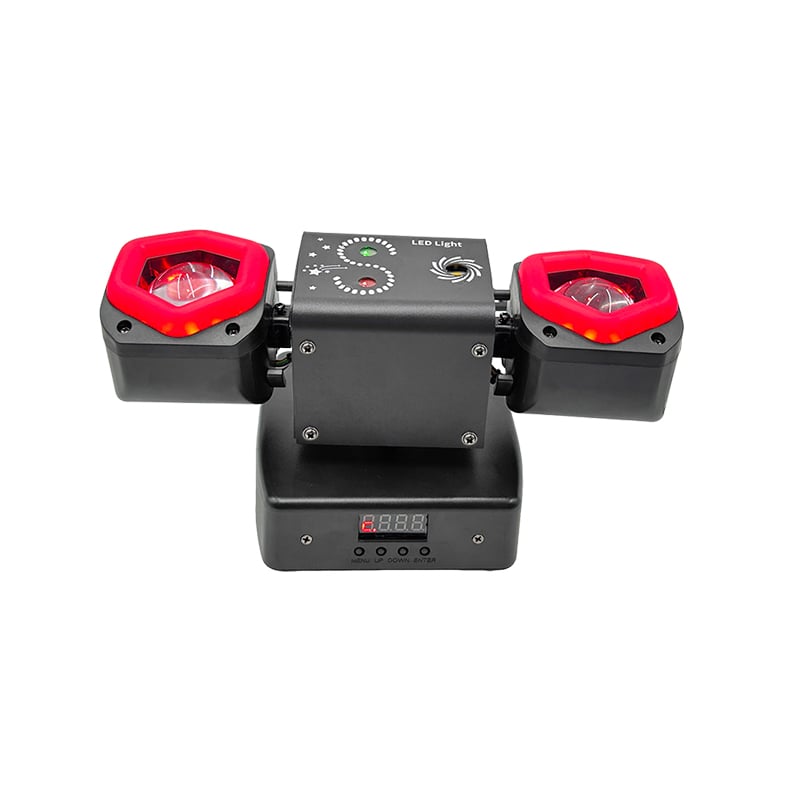 AOPU Mini 36 W RGBW a fascio laser mobile con 2 bracci, flash con luce LED per KTV e controllo remoto DMX512 per applicazioni in parchi a tema