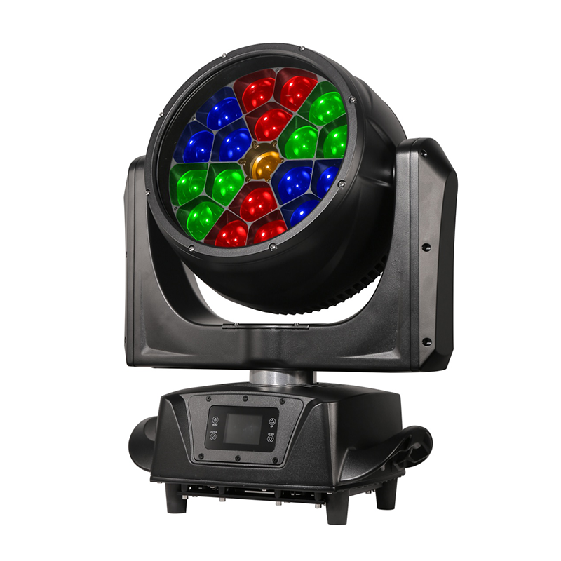 AOPU Waterproof IP65 Bee Eye 19x40W RGBW 4in1 DMX Zoom LED Wash Moving Head Light for Outdoor Stage Show Events
