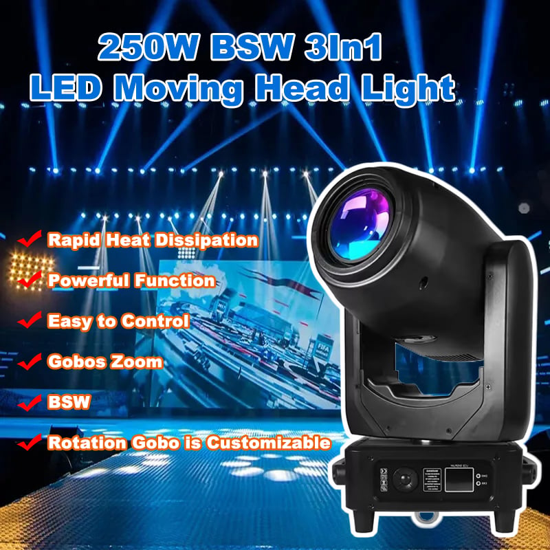 AOPU 300W RGBW 3en1 Projecteur Mobile LED Multifonction à Balayage, Lavage et Faisceau Lumineux Intense pour DJ, Scène de Concert et Soirée
