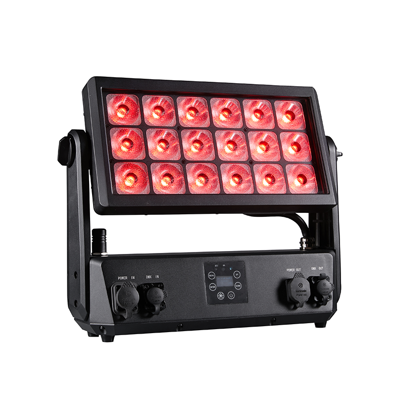 AOPU 18×20 W, iluminator LED pentru perete, rezistent la apă IP65, cu baterie, pentru exterior, iluminator LED pentru perete, cu control DMX, lumină matrice LED pentru arhitectură și petreceri